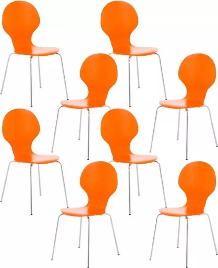 Clp Diego Set van 8 stapelstoelen oranje