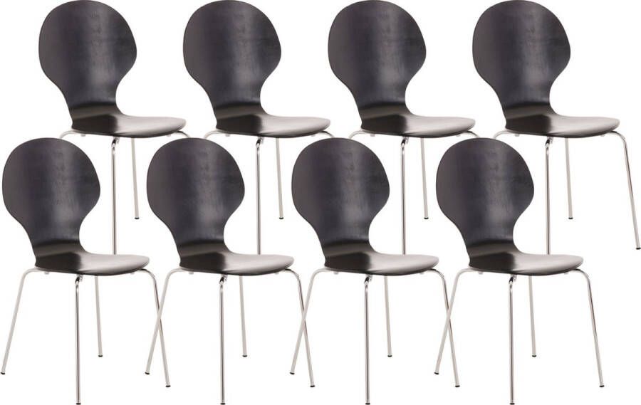 Clp Diego Set van 8 stapelstoelen zwart