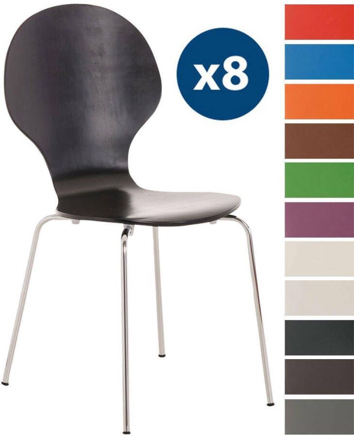 CLP Diego Set van 8 stapelstoelen Hout zwart
