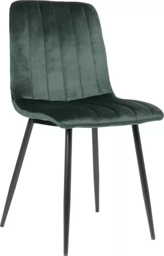 CLP Dijon Eetkamerstoel Zonder armleuning Metaal onderstel groen Fluweel - Foto 2