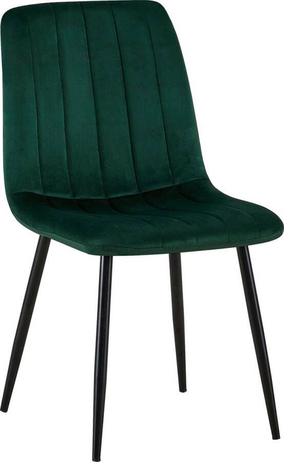 CLP Dijon Eetkamerstoel Zonder armleuning Metaal onderstel groen Fluweel