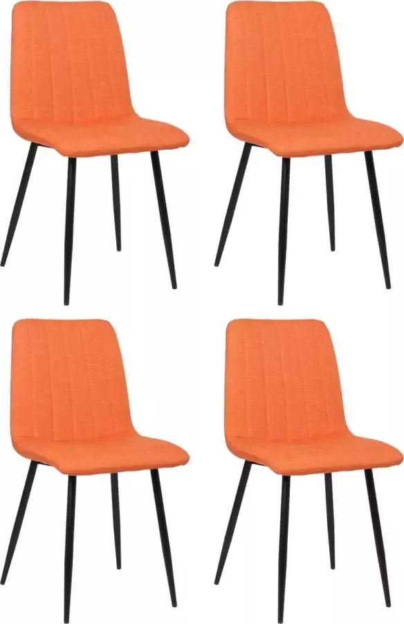 Clp Dijon Set van 4 Eetkamerstoelen oranje Stof - Foto 1