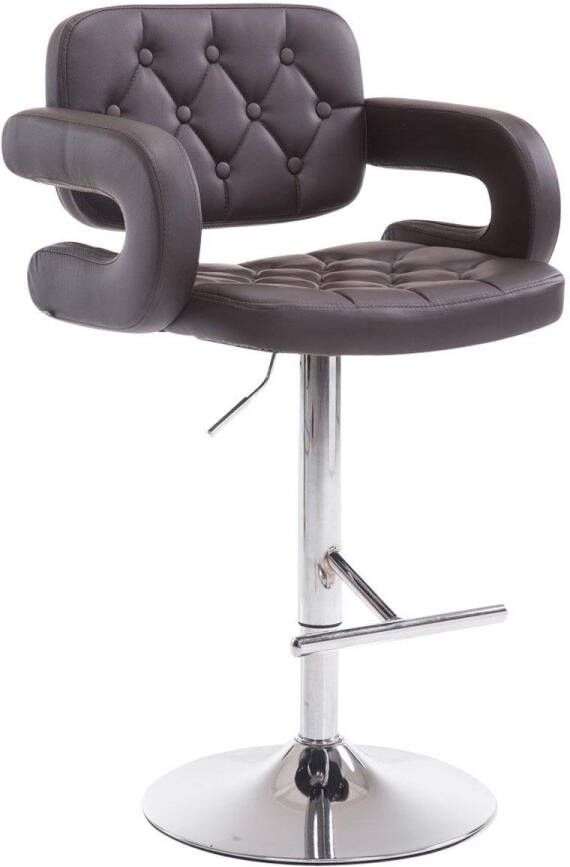 Clp Dublin Barkruk Met armleuning Met rugleuning Verstelbaar Kunstleer bruin chroom - Foto 1