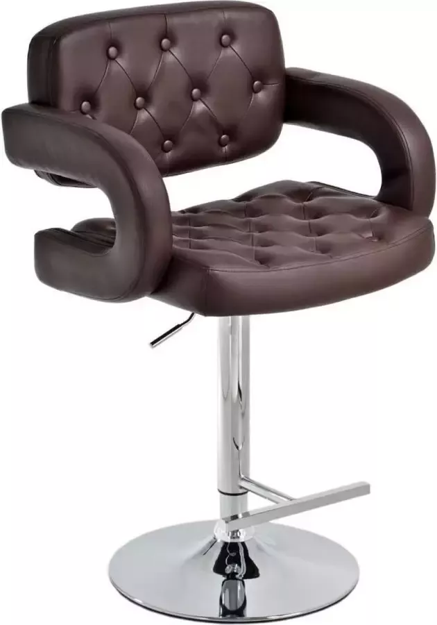 Clp Dublin Barkruk Met armleuning Met rugleuning Verstelbaar Kunstleer bruin chroom - Foto 2