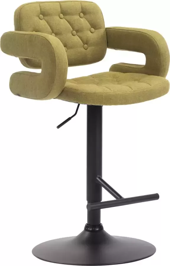 Clp Dublin Barkruk Met rugleuning Armleuning Voetsteun Stof groen zwart - Foto 1