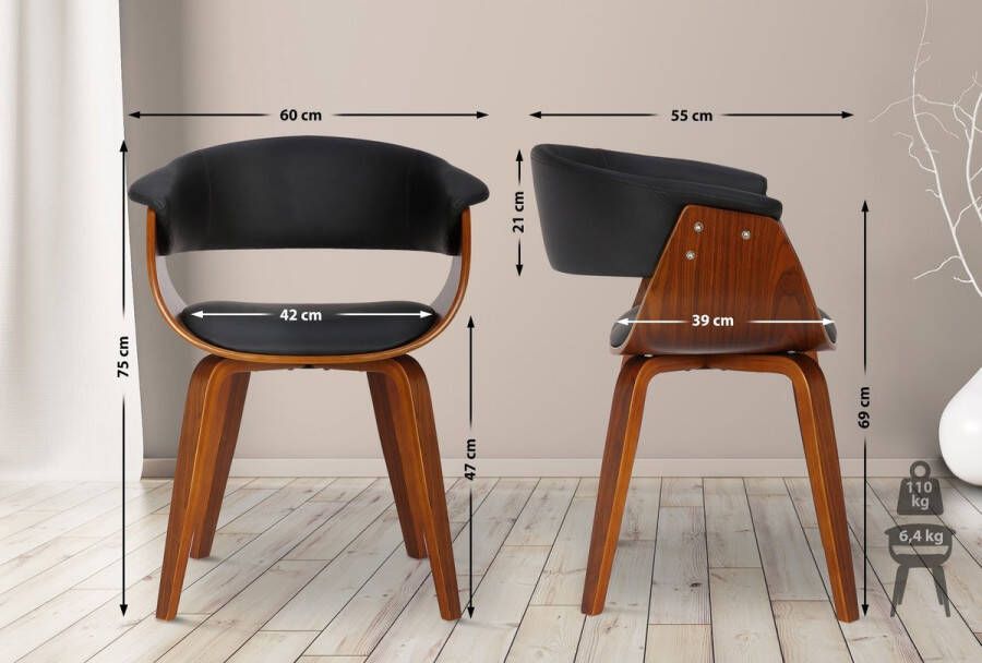 Clp Set van 2 stoelen Bruce kunstleer walnoot