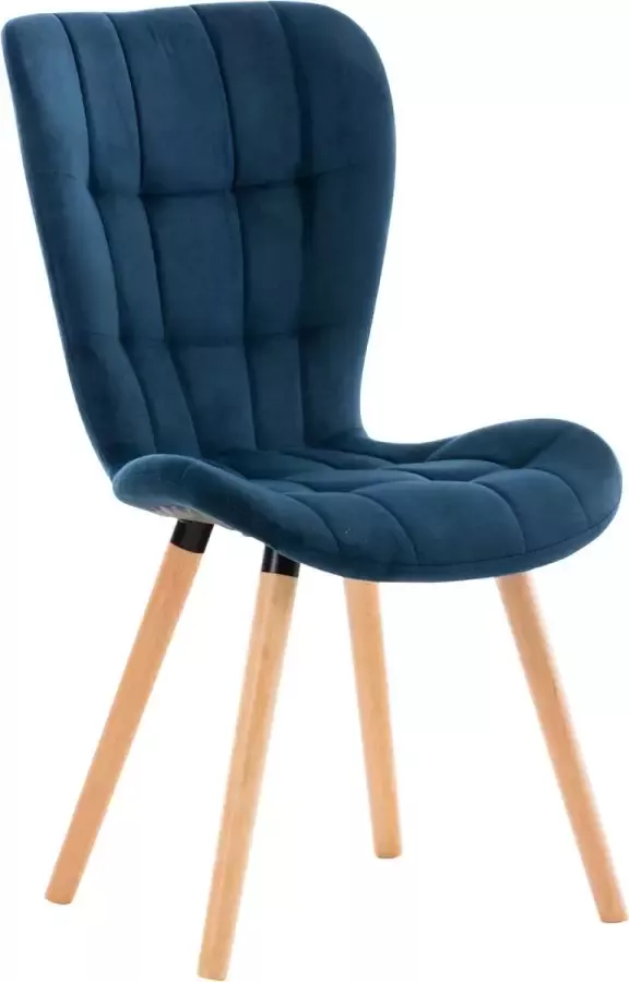Clp Elda Eetkamerstoel Zonder armleuning Hout Velvet Fluweel blauw