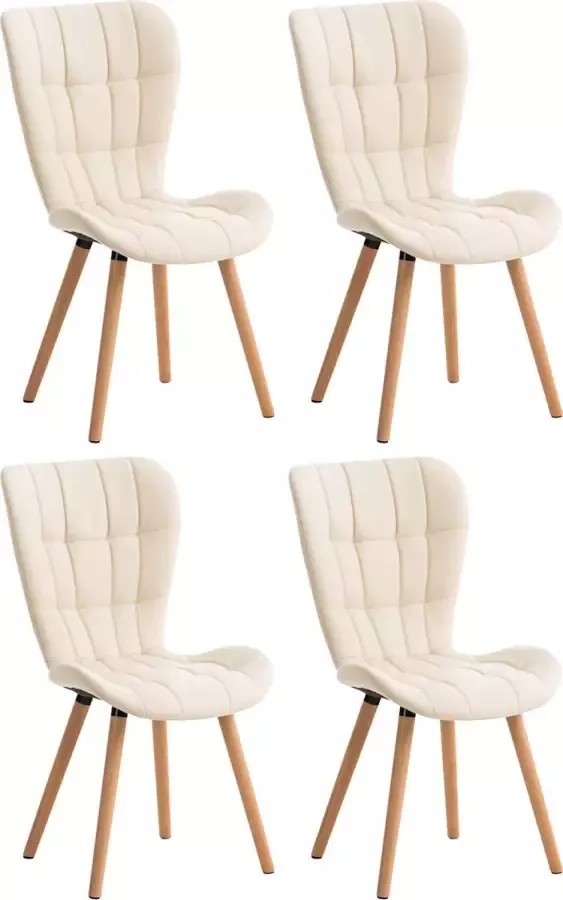Clp Elda Set van 4 eetkamerstoelen Kunstleer creme