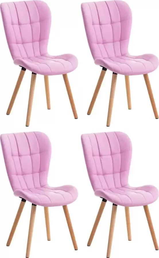 Clp Elda Set van 4 eetkamerstoelen Kunstleer roze