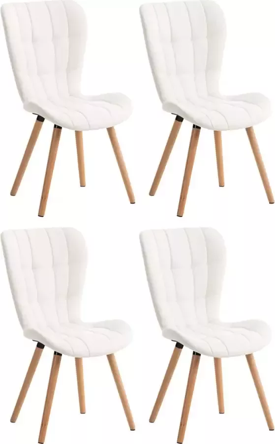 Clp Elda Set van 4 eetkamerstoelen Kunstleer wit