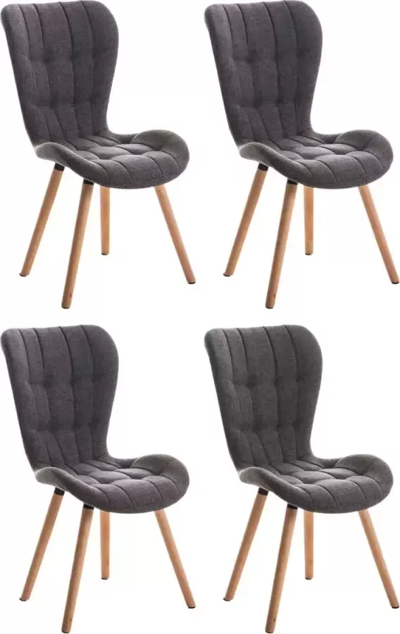 CLP Elda Set van 4 Eetkamerstoelen Stof licht grijs