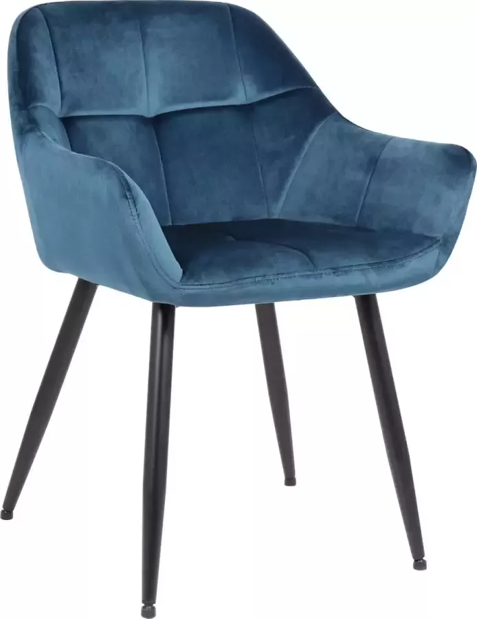 CLP Emia Eetkamerstoel Met armleuning Velvet blauw Fluweel