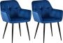 Clp Emia Set van 2 eetkamerstoelen Met armleuning Velvet blauw - Thumbnail 2