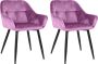 Clp Emia Set van 2 eetkamerstoelen Met armleuning Velvet roze - Thumbnail 1