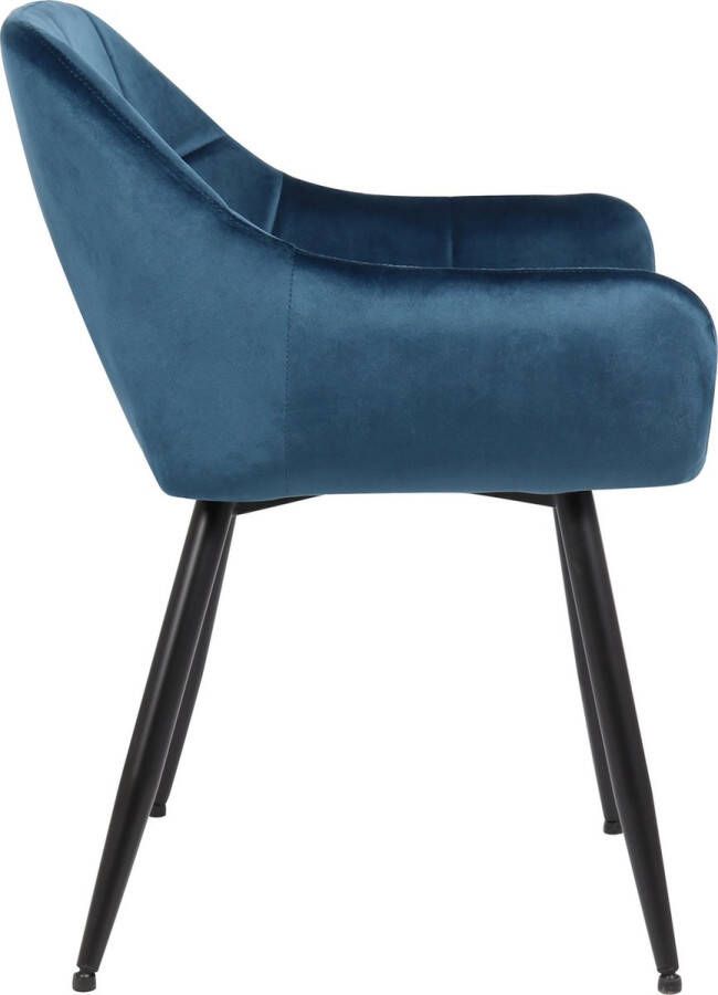 Clp Emia Set van 4 eetkamerstoelen Fluweel blauw Fluweel