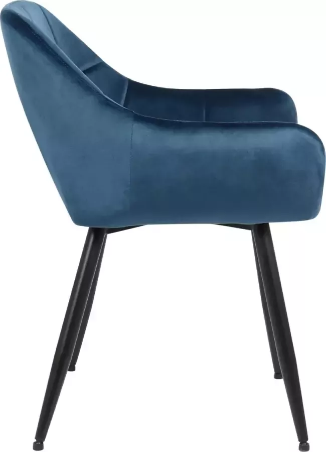 Clp Emia Set van 4 eetkamerstoelen Met armleuning Velvet Fluweel blauw Fluweel - Foto 2