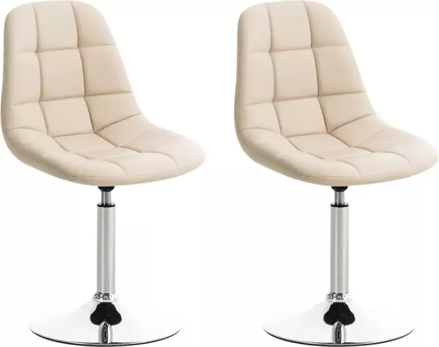 Clp Emil Set van 2 eetkamerstoelen Kunstleer creme