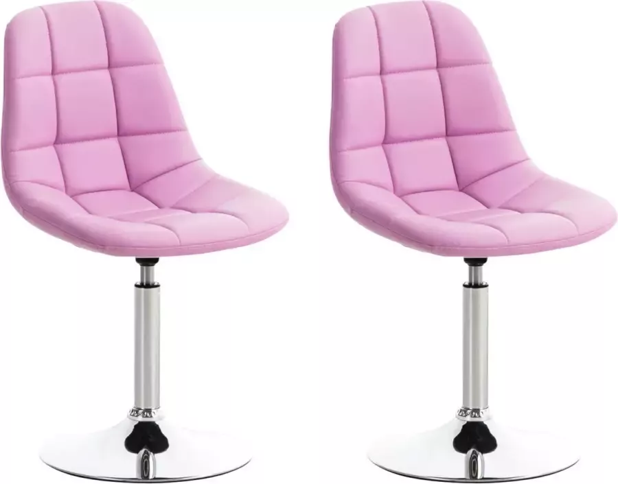 Clp Emil Set van 2 eetkamerstoelen Kunstleer roze