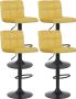 Clp Feni Set van 4 barkrukken Met rugleuning Verstelbaar Velvet Fluweel geel - Thumbnail 2