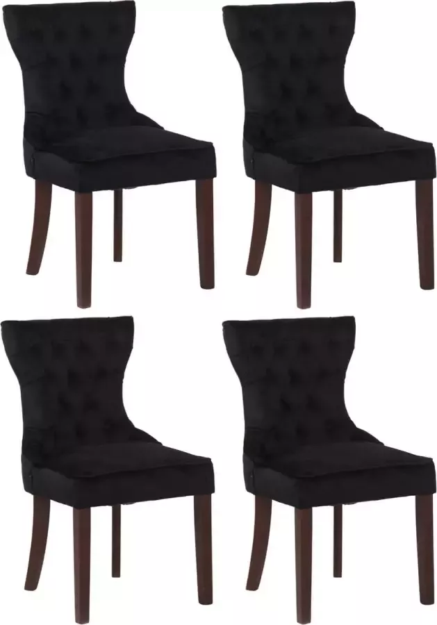 Clp Franca Set van 4 eetkamerstoelen Fluweel zwart antiek