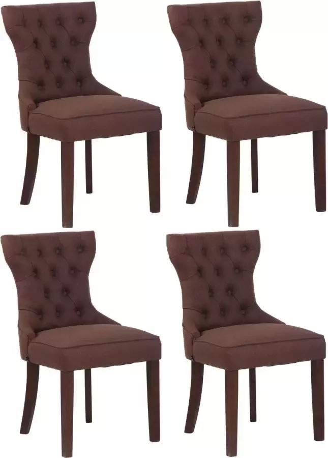 Clp Franca Set van 4 eetkamerstoelen Stof bruin antiek