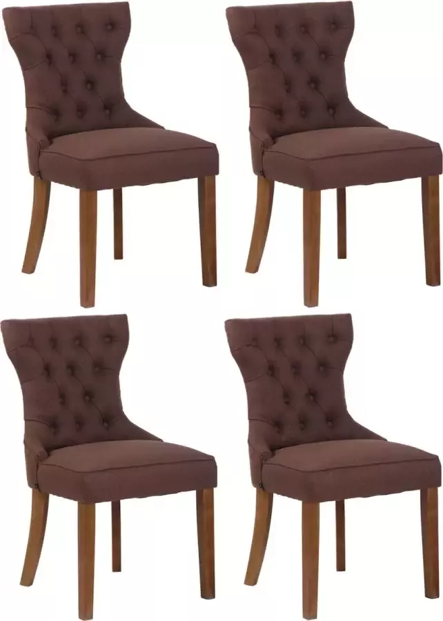 Clp Franca Set van 4 eetkamerstoelen Stof bruin antiek licht