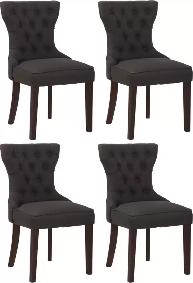 Clp Franca Set van 4 eetkamerstoelen Stof donkergrijs antiek