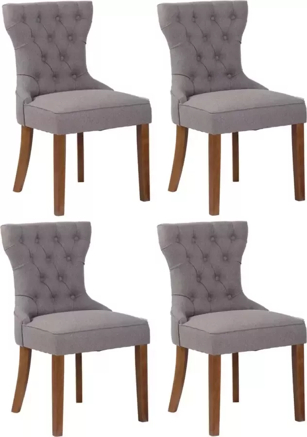 Clp Franca Set van 4 eetkamerstoelen Stof grijs antiek licht