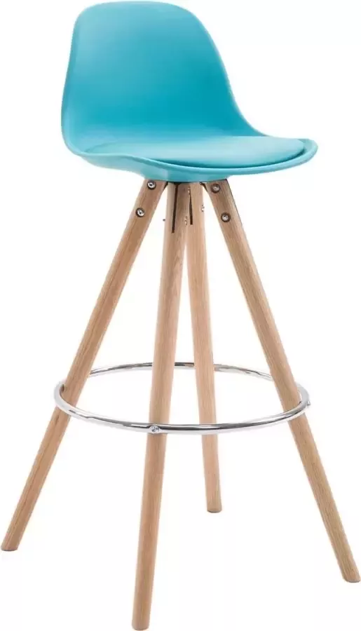 Clp Franklin Barkruk Rond frame Kunststof & Kunstleer blauw natura (eik)