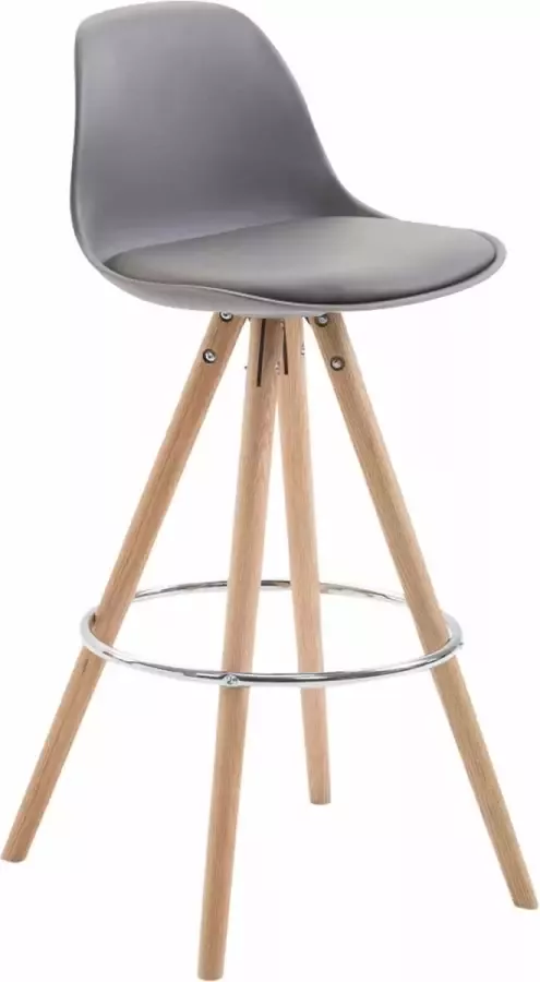 Clp Franklin Barkruk Rond frame Kunststof & Kunstleer grijs natura (eik)