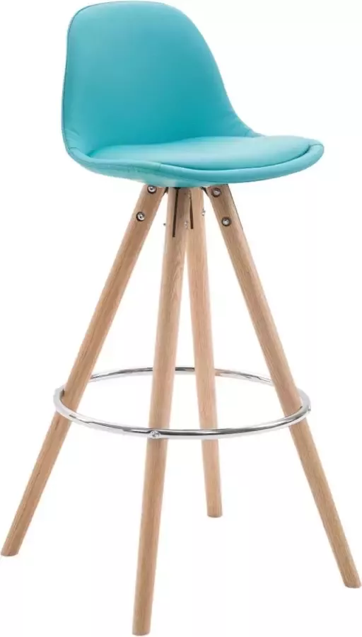 Clp Franklin Barkruk Rond frame Volledig Bekleed Kunstleer blauw natura (eik)