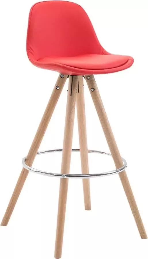 Clp Franklin Barkruk Rond frame Volledig Bekleed Kunstleer rood natura (eik)