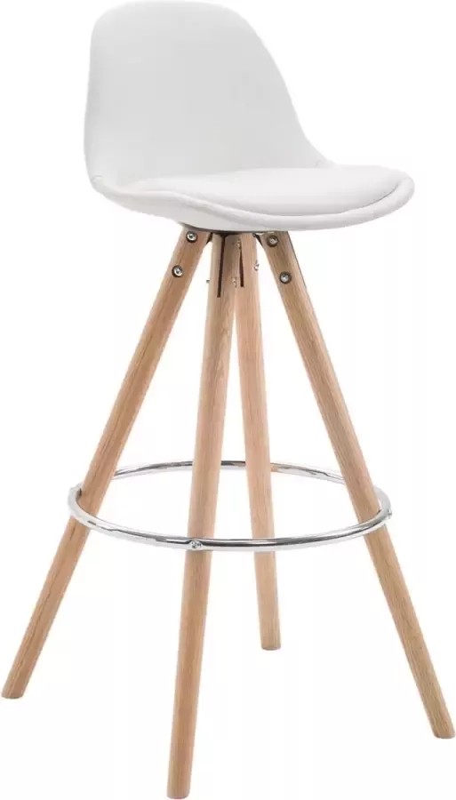 Clp Franklin Barkruk Rond frame Volledig Bekleed Kunstleer wit natura (eik) - Foto 1