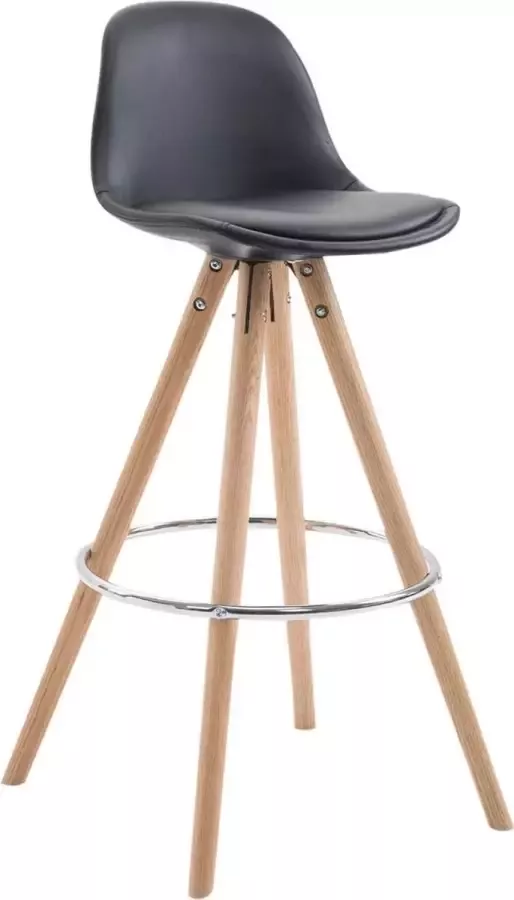 Clp Franklin Barkruk Rond frame Volledig Bekleed Kunstleer zwart natura (eik)