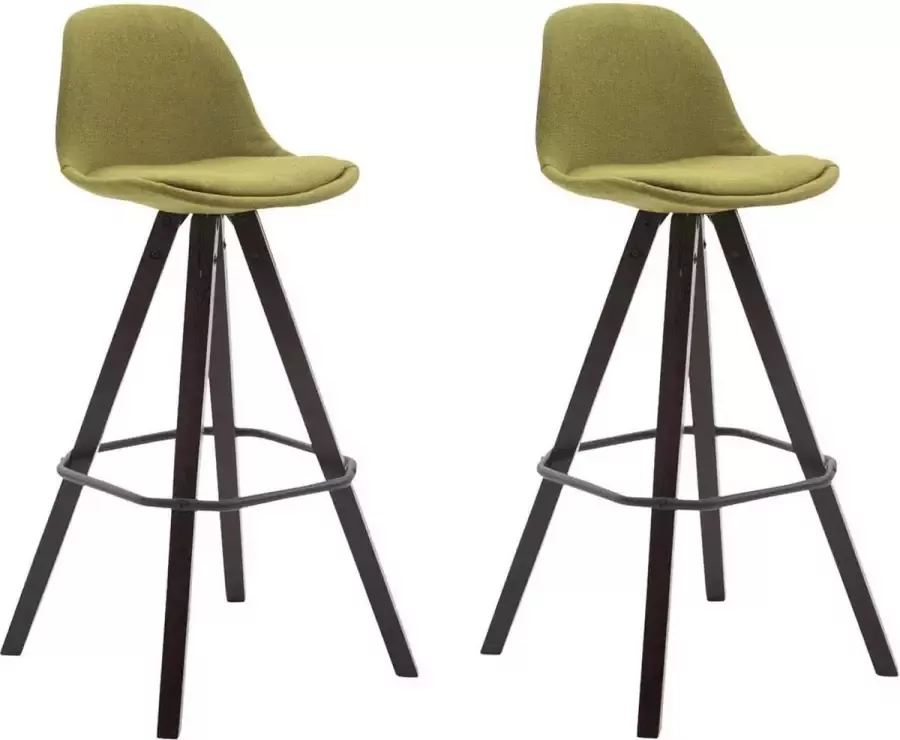 Clp Franklin Set van 2 barkrukken Vierkant frame Stof Groen kleur onderstel :cappuccino