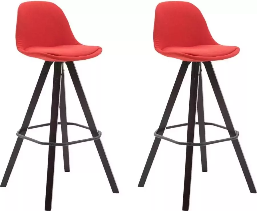 Clp Franklin Set van 2 barkrukken Vierkant frame Stof rood kleur onderstel :cappuccino