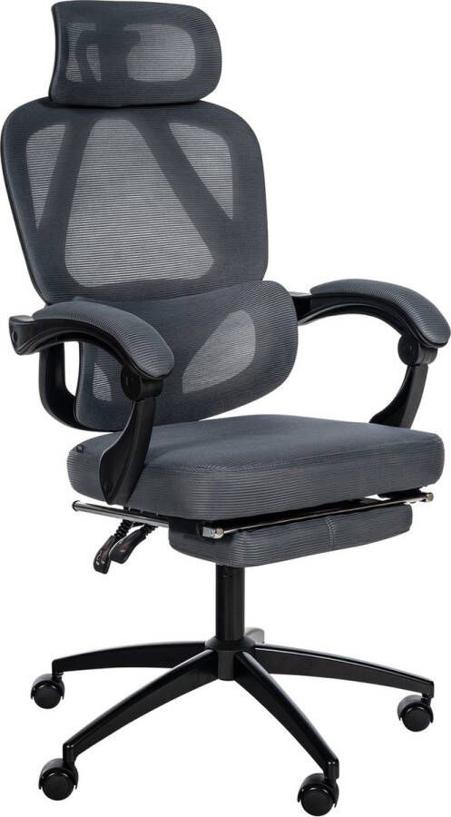 Clp Gander Bureaustoel Voor volwassenen Ergonomisch Met armleuningen hoofdsteun Voetsteun donkergrijs