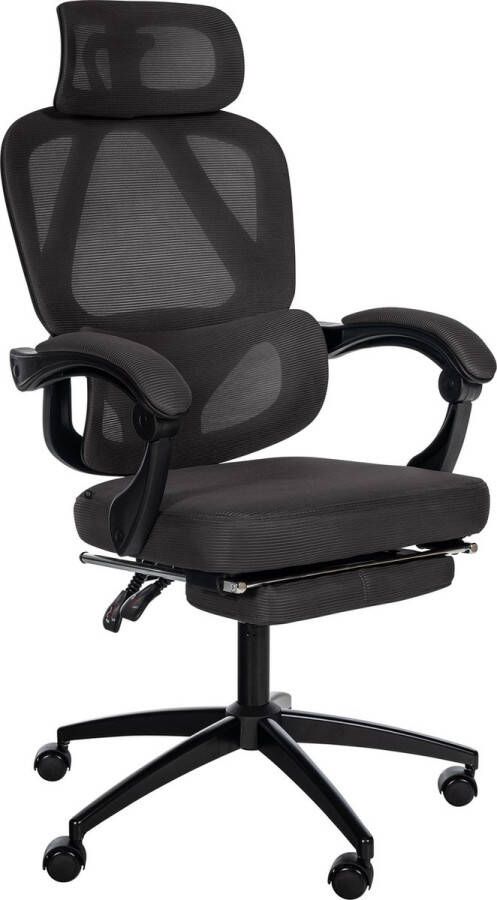 Clp Gander Bureaustoel Voor volwassenen Ergonomisch Met armleuningen hoofdsteun Voetsteun zwart