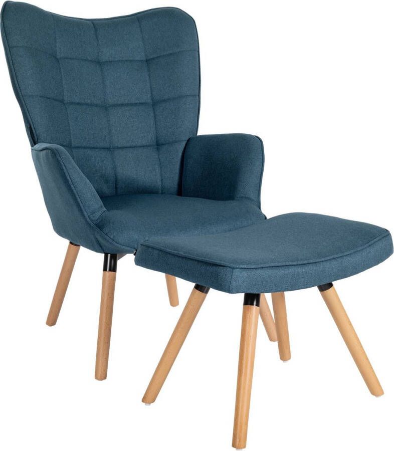 Clp Garding Fauteuil Met Voetenbank Met armleuning Volwassen Stof blauw