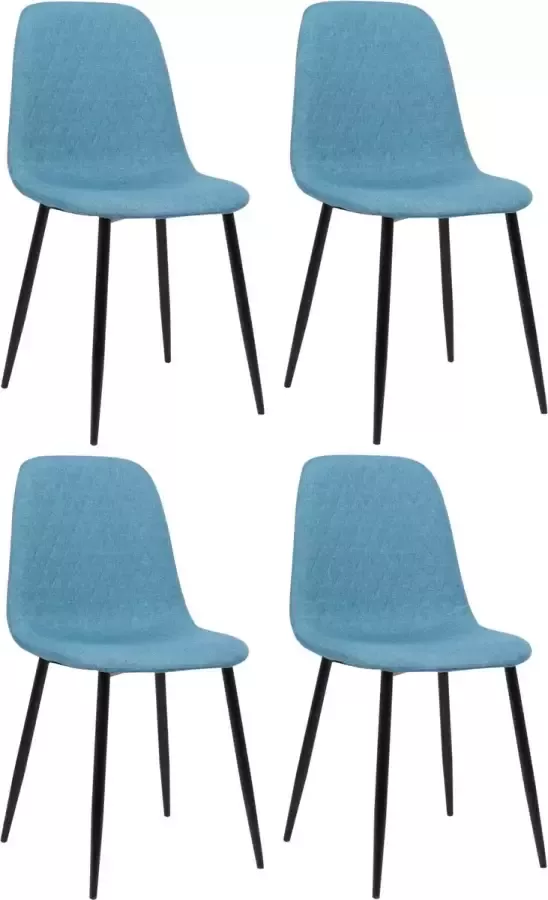 Clp Giverny Set van 4 eetkamerstoelen zonder armleuning blauw Stof