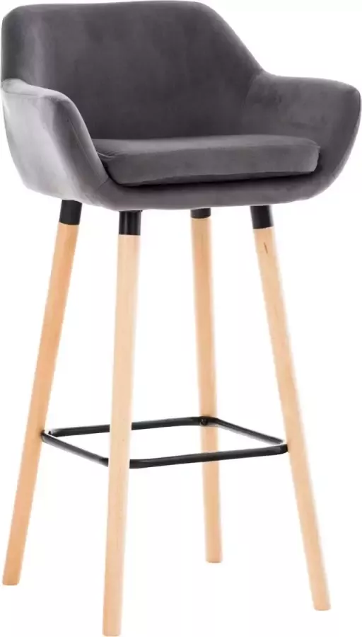 Clp Grant Barkruk Met rugleuning Velvet Fluweel grijs