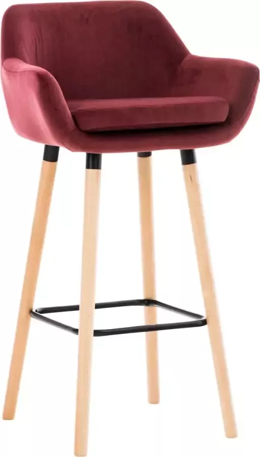 CLP Grant Barkruk Met rugleuning Velvet Fluweel rood