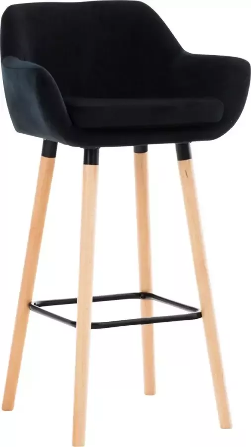 CLP Grant Barkruk Met rugleuning Velvet Fluweel zwart