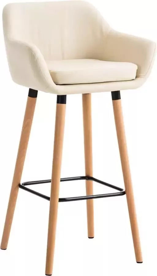 CLP Grant Barkruk Met rugleuning Kunstleer creme natura - Foto 2