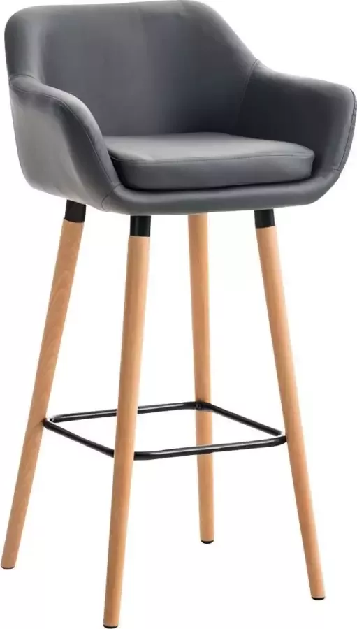 CLP Grant Barkruk Met rugleuning Kunstleer grijs natura