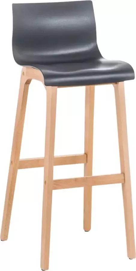 CLP Hover Barkruk Natura houten frame Kunststof zitting grijs natura