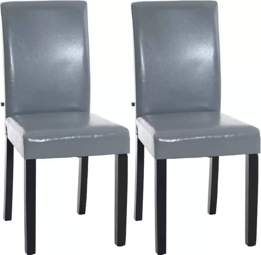 Clp Ina Set van 2 Eetkamerstoelen Zonder armleuning Hout Kunstleer grijs zwart - Foto 1