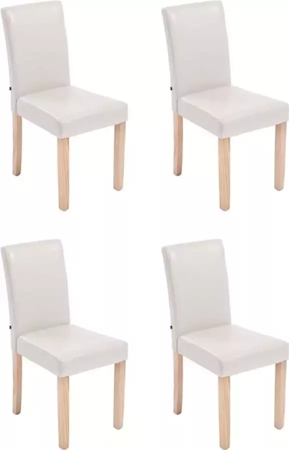 Clp Ina Set van 4 Eetkamerstoelen Kunstleer creme natura