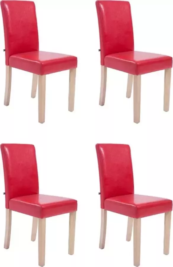 Clp Ina Set van 4 Eetkamerstoelen Kunstleer rood natura