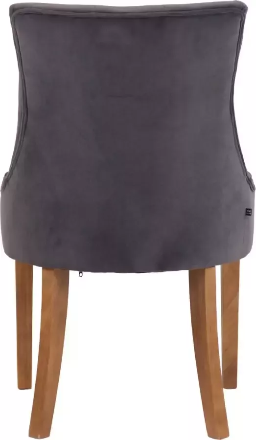 Clp Inverness Set van 4 eetkamerstoelen fluweel donkergrijs antiek licht